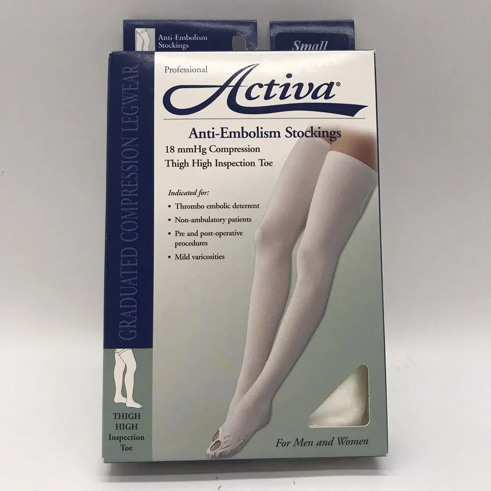 Activa Anti Embolism 18 mmHg Compression Sm. Thigh High Inspection Toe Stockings